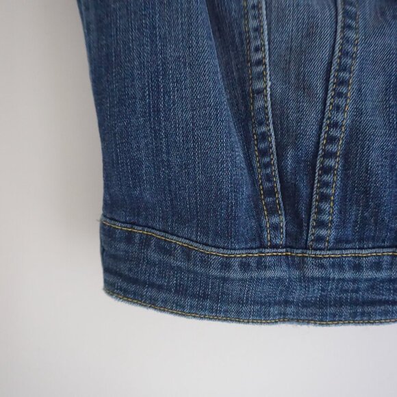 Vintage '90S Guess Jeans Dark Wash Sleeveless Button Jean Jacket Western Vest XS - Picture 4 of 11